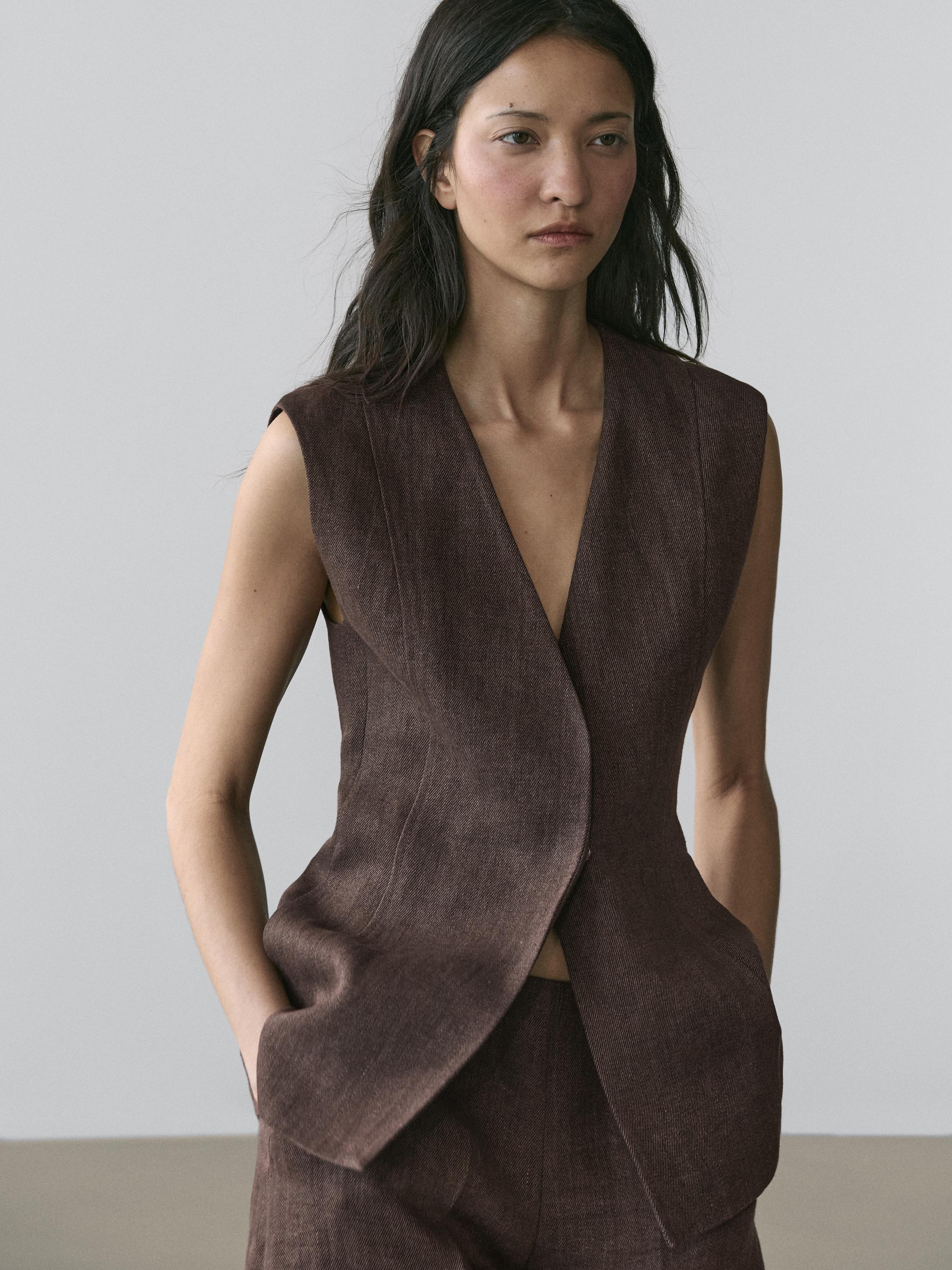 Gilet de costume en lin